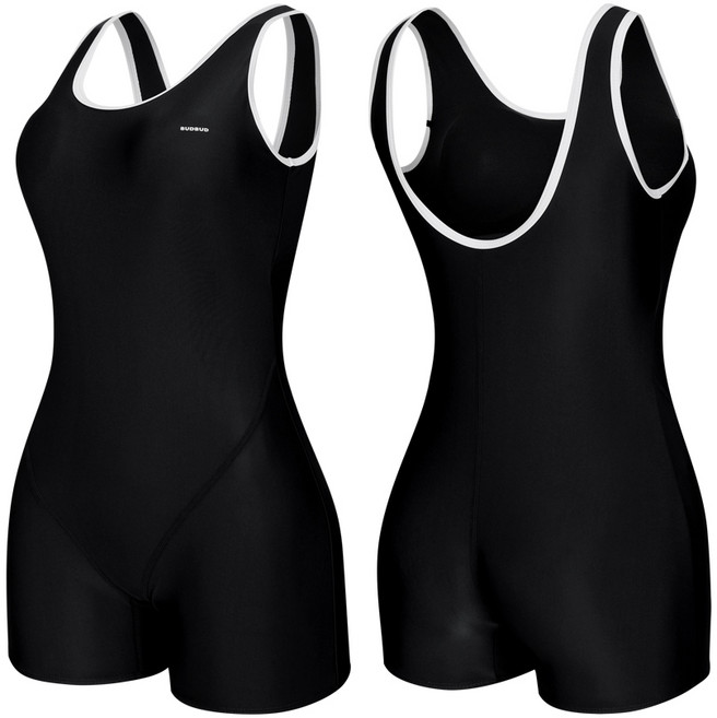 버드버드 여성 2부 배색 실내 민소매 원피스 수영복 3종 세트