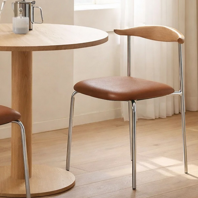 메르하임 카우 인테리어 원목 식탁의자, 1개, 브라운