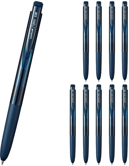 유니볼 시그노 노크식 볼펜 0.38mm, 블루블랙, 10개