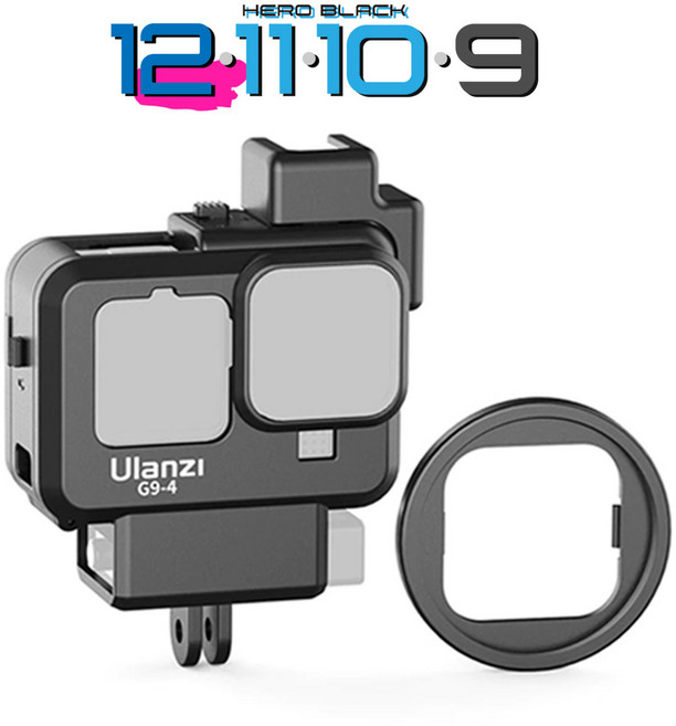 고프로 마이크 어댑터 확장케이지 Vlog 촬영용 프레임 히어로12 11 10 9 8 7 6 5 울란지 정품, 고프로 히어로 12 11 10 9 공용, 1개, 고프로12 11 10 9 케이지