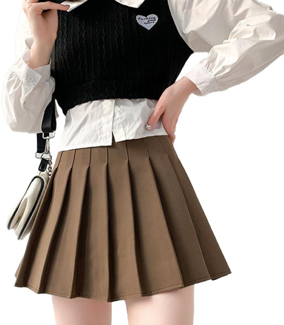 핑크셀럽 여성 하이웨스트 A라인 지퍼 플리츠 스커트 테니스 골프 치마