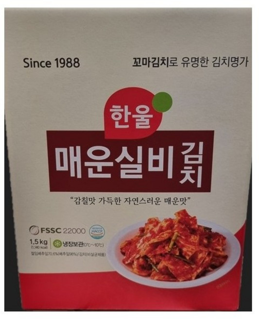 한울 매운 실비김치, 1개, 1.5kg