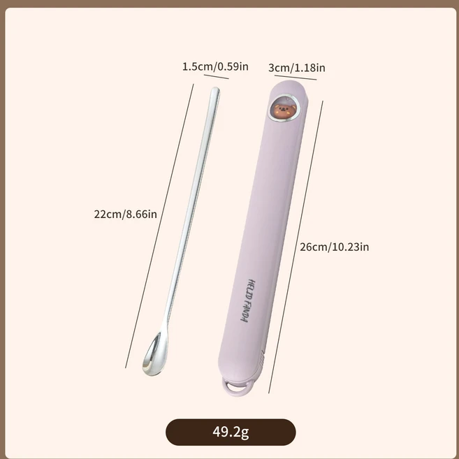 호환 WORTHBUY 316 스테인리스 스틸 스터링 스푼 박스 포함 휴대용 긴 손잡이 커피 스푼 아이스 티 스푼 식, 01 Purple