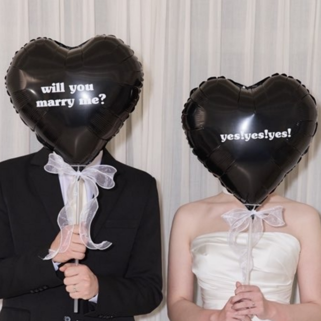 풀문랜드 웨딩촬영 소품 웨딩 촬영 하트풍선 셀프웨딩, 1개, 블랙