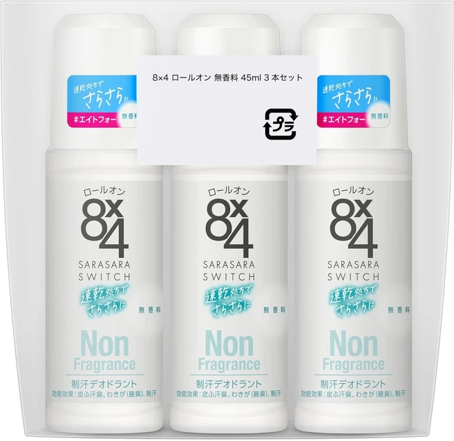 8 x 4 데오드란트 롤온 무향 45ml 3개 - 쿠팡