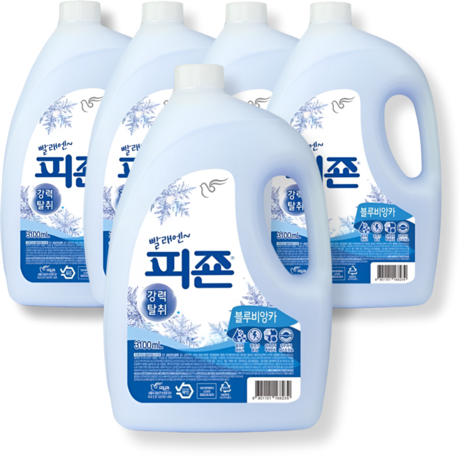 피죤 강력탈취 섬유유연제 블루비앙카 본품 3.1L 5개