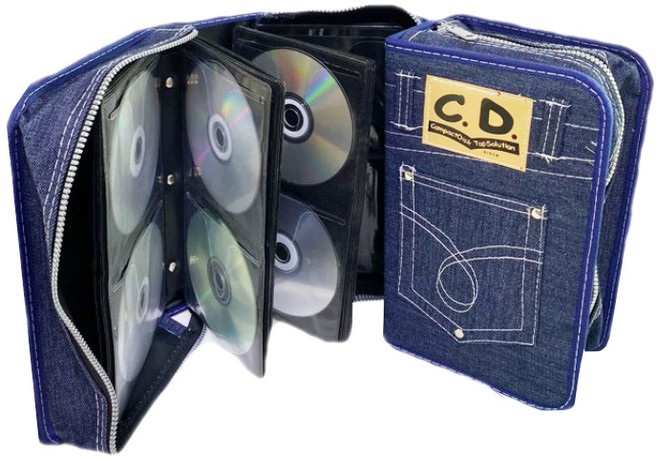 대용량 데님 cd dvd케이스 블루레이 공cd보관함 미디어정리함, 데님 케이스, 1개
