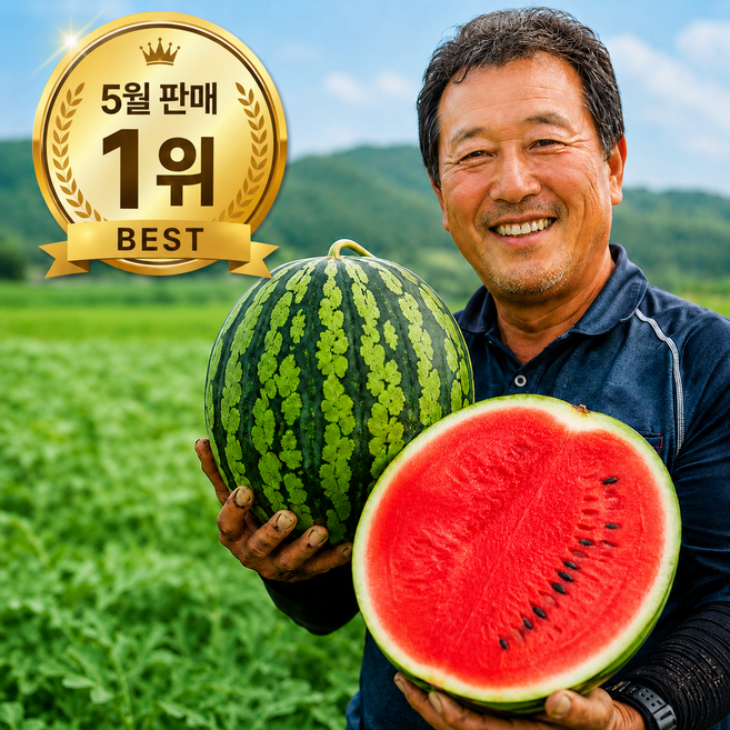 첫수확 1차 완판기념 200박스 한정 13brix 당도선별 갓따다 고당도 하우스 수박, 1개, 3~4kg (1~2인용)