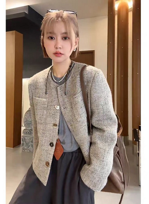 쩐쿠 여성 라운드 캐주얼 데일리 블레이져 K0129