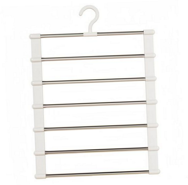 6단 바지 걸이 틈새 접이식 공간활용 다단 바지 걸이 정리용 옷걸이 스테인리스 선반형 이동식 행거