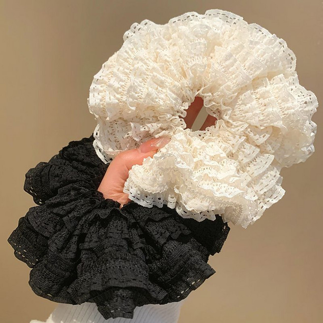 레이스 2P 헤어끈 여성 포니테일 루즈핏 무드 머리삔 FS175