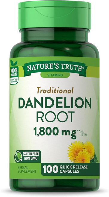 민들레 뿌리 추출물 1800mg 100캡슐 초고함량 미국산 Dandelion Root, 민들레 뿌리 1800mg  100캡슐, 1개, 100정
