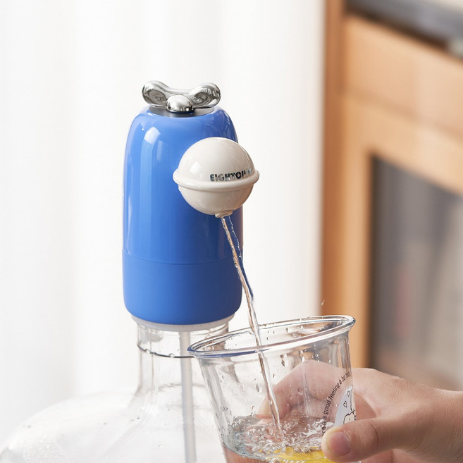 無線電動抽水器 桶裝水 免安裝充電式飲水機, 天空藍, 1個