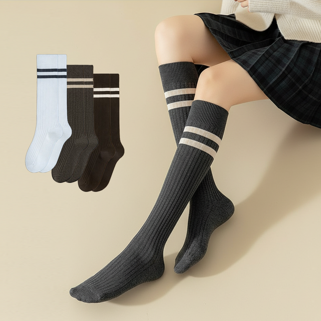 내추럴 골지 여성 니삭스 3컬러세트