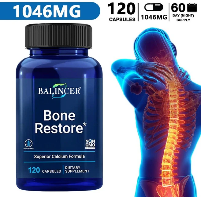 뼈 복원 보충제 양질의 칼슘 포뮬러 골밀도 증가 골광화 촉진 무릎 관절 등 건강 개선 항염 뼈 회복 촉진, 1개, 60회분 - 쿠팡