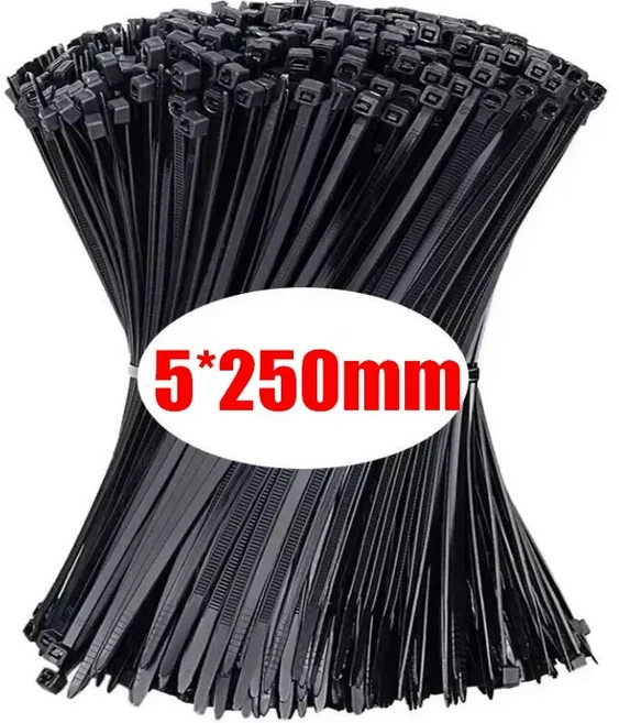 1000/100Pcs 자동 잠금 나일론 케이블 타이 확장 및 두꺼운 플라스틱 코드 고정 링 루프 하드웨어 주최자, 04 1000pcs, 03 5x250mm