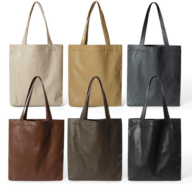 보들보들 가벼운 가죽 무지 에코백 휘뚜루마뚜루 남녀공용 보조가방