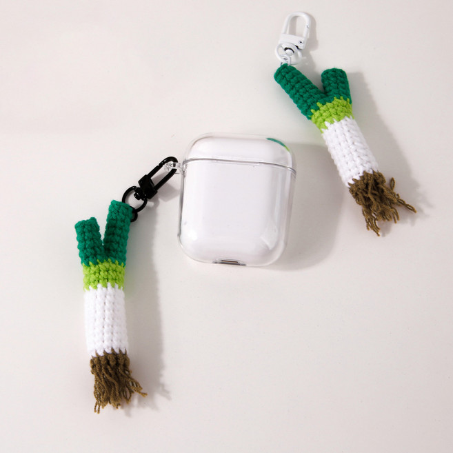 아이루리 초록 채소 미니 대파 뜨개 키링 귀여운 야채 니팅 키홀더 백참 에어팟 우정템, 초록채소미니대파뜨개키링, 1개