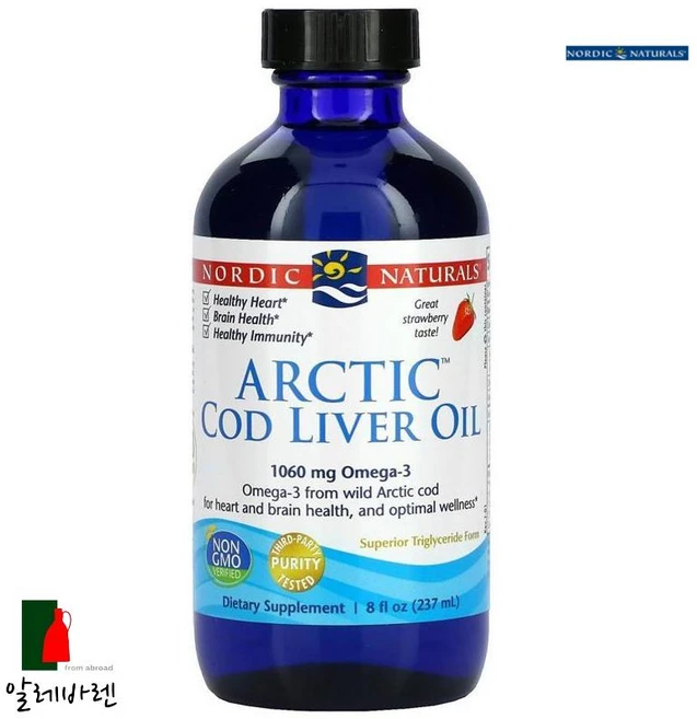노르딕내츄럴스 북극 대구 간유 오메가 3 1060mg 스트로베리 맛, 1개, 237ml - 쿠팡