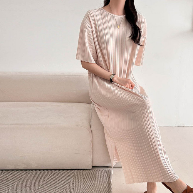 보리맘 바이 플리츠 루즈핏 임부복 롱 원피스 R918