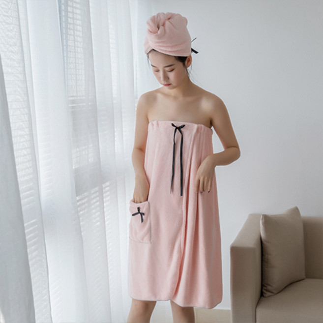 리카 골프가운 여성 롱리본 샤워가운, 1개