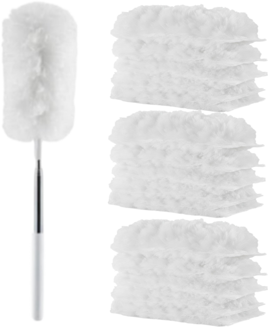 원앤모어 다용도 정전기 길이조절 양면 흡착 먼지털이, 1세트, 화이트(핸들1P+리필15P)