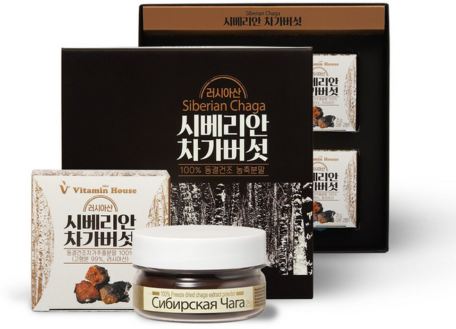 비타민하우스 동결건조 시베리안 차가버섯, 25g, 1세트(4병)