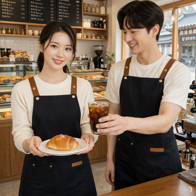 네스트픽 목이편한 H형 캔버스 방수 앞치마, 1개, 블랙