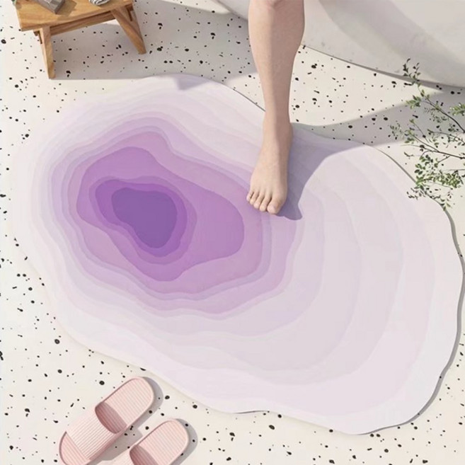 루나엘프 빨아쓰는 규조토 화장실 욕실 발매트 파도무늬, 퍼플