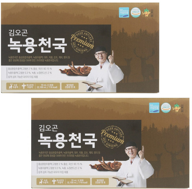 주원생활건강 김오곤 녹용천국 홍삼 녹용 홍삼보력, 2개, 2.1L