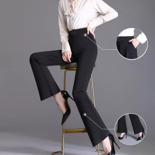 스타일홀리 마법 슬림 부츠컷 슬랙스 하이웨스트 밴딩 롱 팬츠 세미 나팔 바지 데일리핏