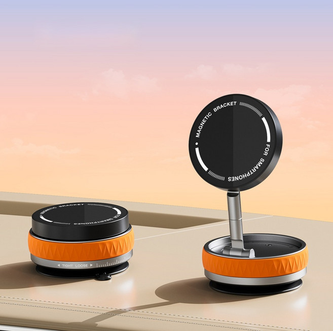 2025 맥세이프 360도 회전 접이식 진공 흡착식 거치대 전차종, 주황색, 1개