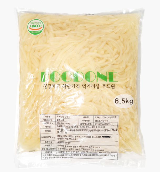 업소용 월곡 꼬마김밥 백단무지 대용량 8mm 6.5kg, 1개, 6.5g