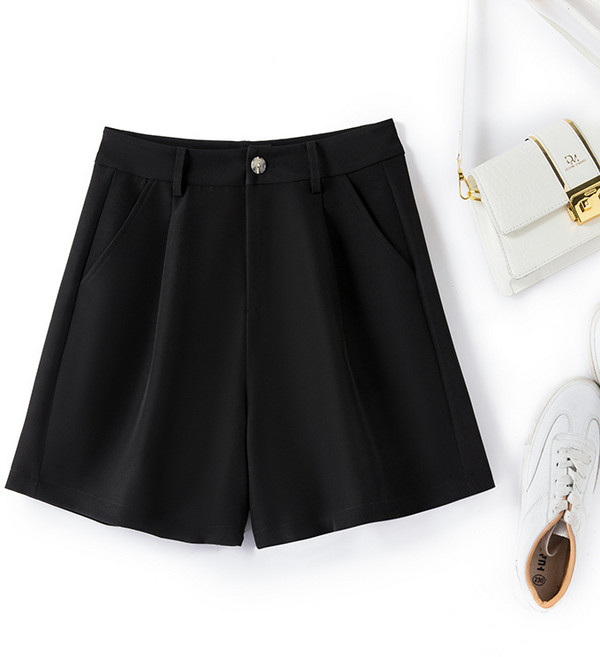 【高腰顯瘦A字】西裝短褲 闊腿褲 短褲 西裝褲 休閒褲 薄款寬鬆 垂感面料 通勤百搭 夏季外穿