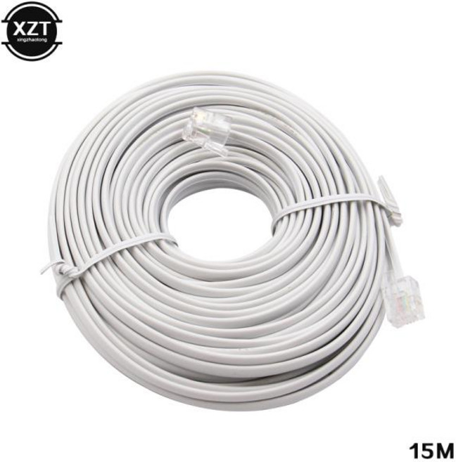 30M/15M/12M/9M/6M/3M RJ11 6P4C 남성-남성 플러그 모듈형 전화 인터넷 전화 연장 케이블, 06 30 메터, 1개