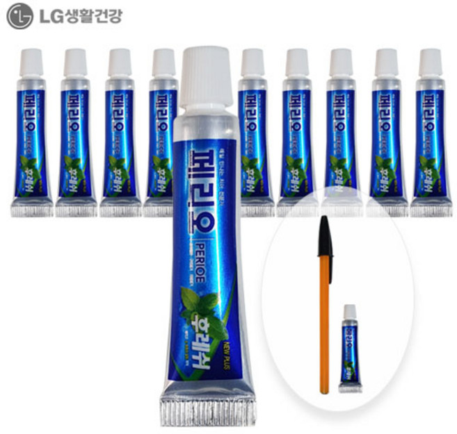 페리오 일회용치약 미니 튜브형치약 뉴후레쉬알파 치약 5g 10개