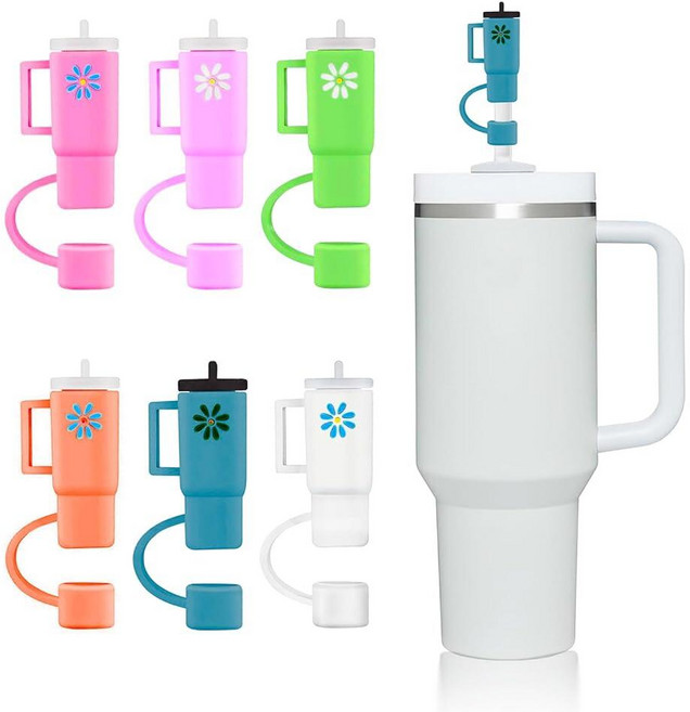 Stanley 텀블러와 호환되는 고양이 발바닥 빨대 커버 캡 6팩 (414~1.2L(14온스~40온스)) - Simple Modern 컵용 식품 등급 실리콘 빨대 토퍼 빨대, Cup-6pcs
