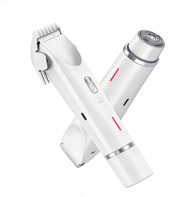 TOPU 듀얼헤드 전동 제모기 겨드랑이 제모 y존 제모기 IPX7 방수 바디트리머 모근 제거기 여성 제모기 남성 제모기 전신 사용, 전기면도기, 화이트