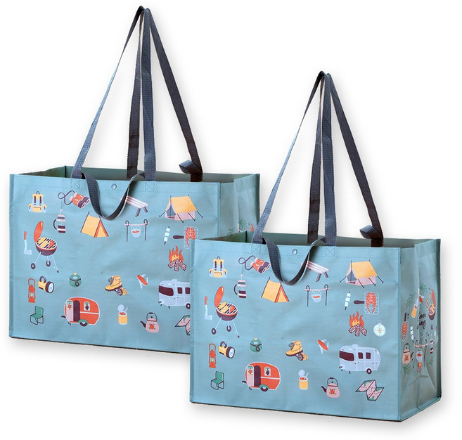 마치 캠핑 디자인 대형타포린 쇼핑백, 2개