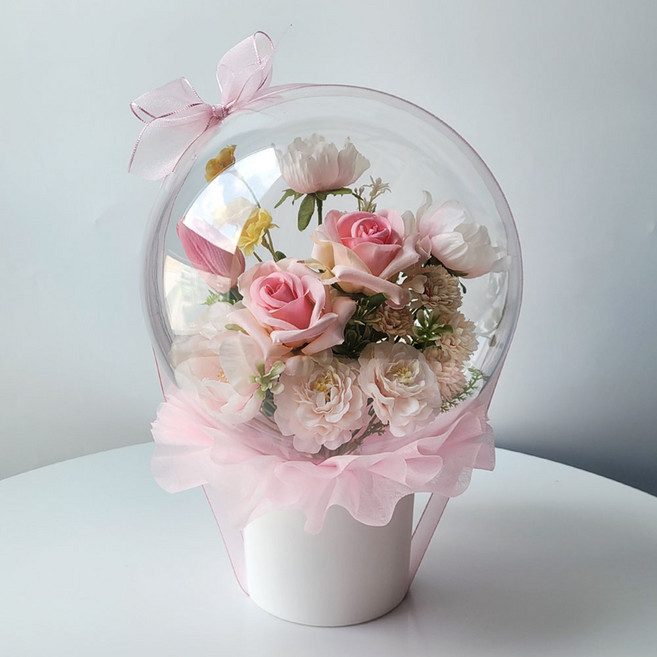 수비니샵 핑크장미 아크릴꽃풍선 터지지않는 레터링카드 칠순 환갑 졸업식 꽃다발 쇼핑백증정, 1개, 혼합색상