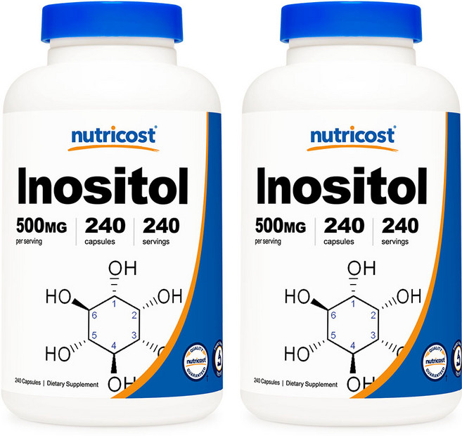Nutricost Inositol Capsules 뉴트리코스트 이노시톨 캡슐 500mg 240캡슐 2팩, 240정, 2개