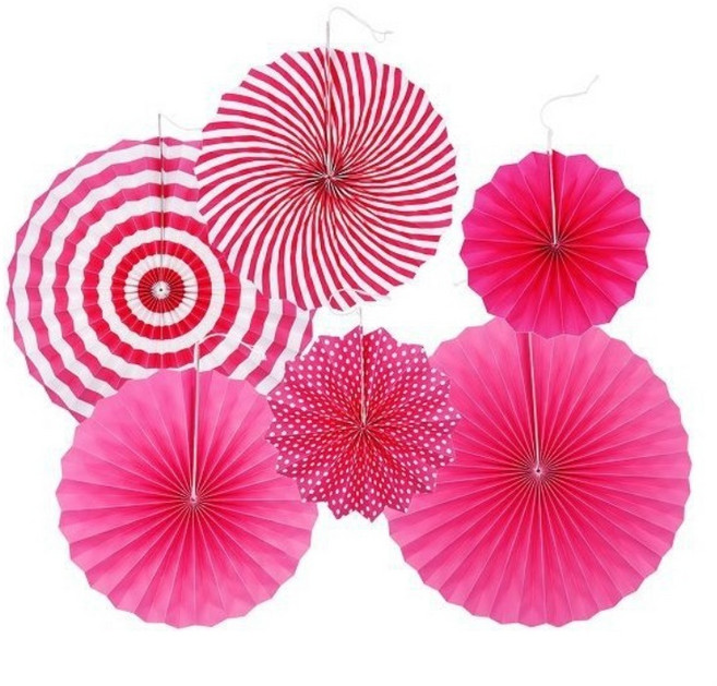 롤리팬 가랜드 장식 (6종) 파티 학예 발표회 소품 생일파티용품 세트 [에브리띵스마일] 1092, 1세트, 푸치샤