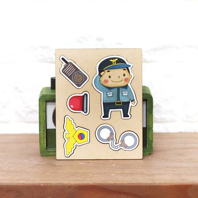 [아기자기] 경찰관 직업스티커 만들기 우드 DIY 채색 공예