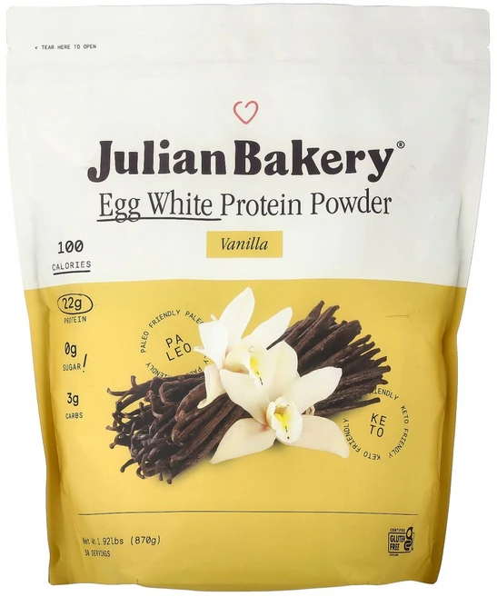 줄리안베이커리 단백질 스포츠 에그화이트 프로틴 바닐라맛 헬스 스포츠 파우더 분말870g, 870g, 1개 - 쿠팡