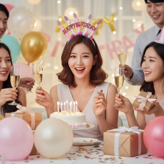 일루오슈 생일 머리띠 파티 축하 소품 해피벌스데이 홈파티, 1개, 핑크