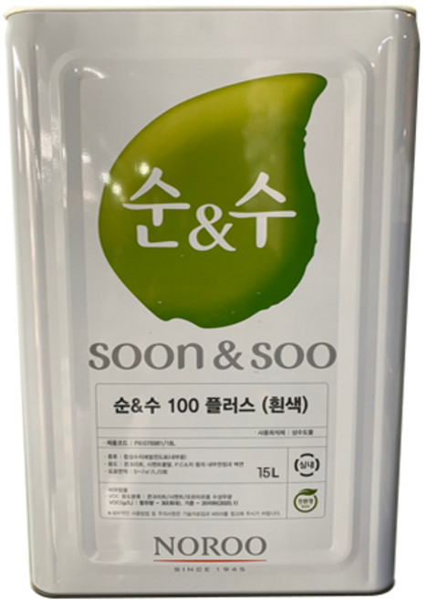 노루페인트 내부용 수성페인트 순앤수100 15L 무광, 백색, 1개