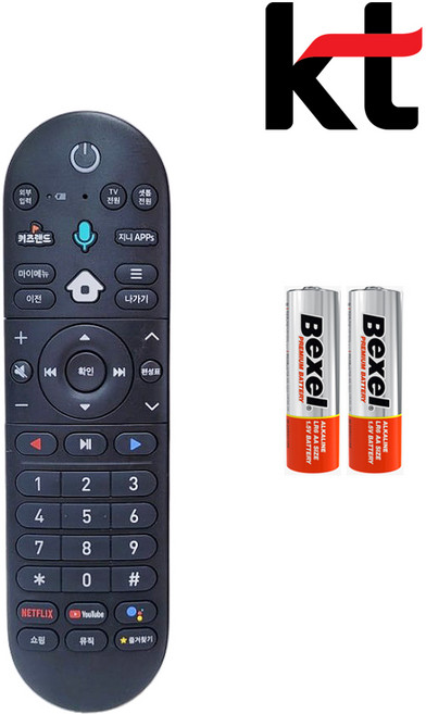 KT 기가지니 리모컨 정품 셋톱박스 유튜브 넷플릭스 (건전지 포함), 1개, KT 정품