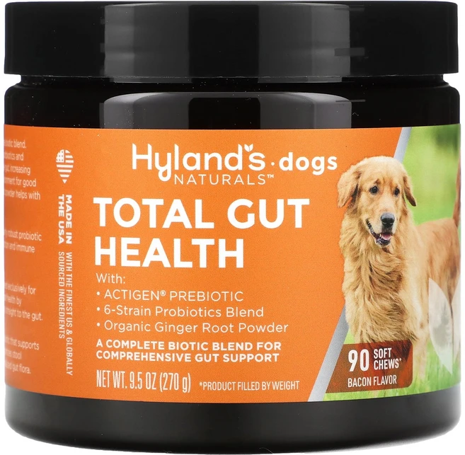 Hyland's Naturals Total Gut Health 반려견용 베이컨 소프트츄 90개 270g(9.5oz) Naturals (하일랜즈 내추럴스), Hyland's Naturals, Total Gut H, 270g, 1개 - 쿠팡