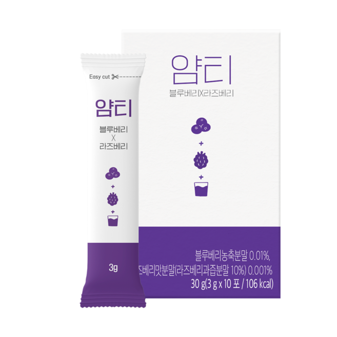 얌티 블루베리 라즈베리, 3g, 10개입, 1개