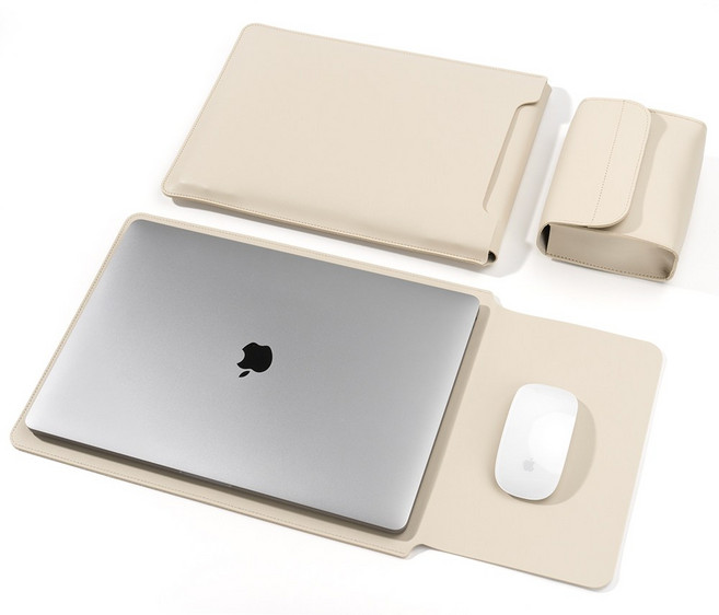 노트북 파우치 케이스 융쿠션 스크래치방지 14인치 16인치 노트북 파우치 케이스 커버 슬리브, 아몬드 화이트, 1개